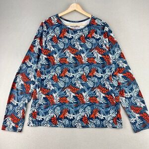 Hang Ten Top UV Protection UPF 50+ Rash Guard Women XXL‎ Blue Floral Sun Shirt